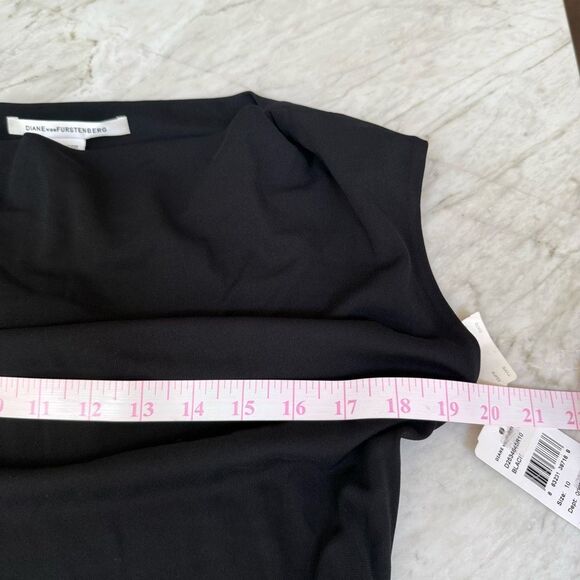 Diane Von Furstenberg Black Cowl Neck Waist Tie Detail Phiala Dress size 10 NWT - Picture 6 of 7